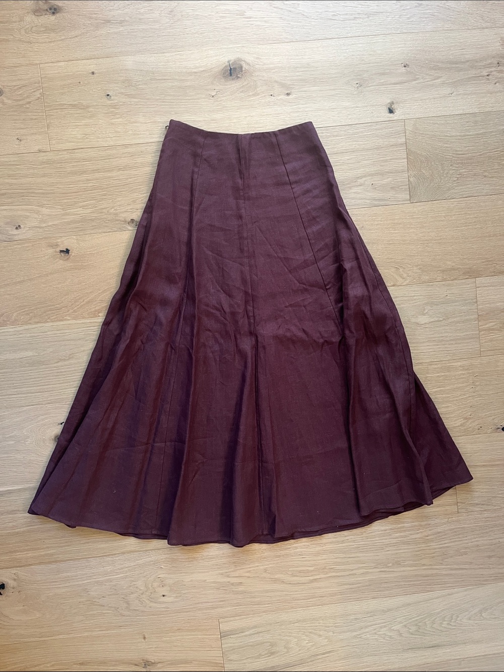 Sezane Linen Maxi Skirt in Rich Chocolate Brown